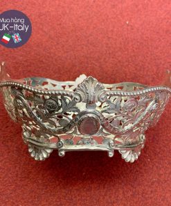 Giỏ bạc dải hoa văn đục tinh xảo