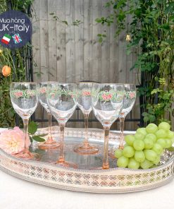 Bộ 6 ly vang hoa hồng c1970