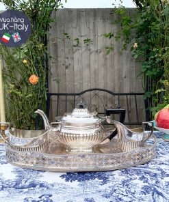Bộ ấm mạ bạc 3 món Anh quốc dáng tay vuông