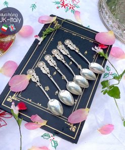 Bộ thìa bạc cổ đúc hoa hồng