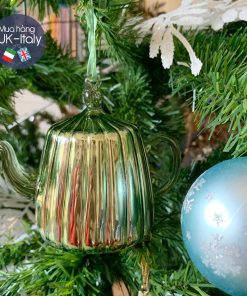 Treo trang trí ấm vuông xanh sọc vân