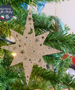 Treo trang trí sao lấp lánh gỗ vàng
