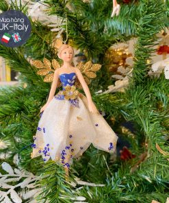 Treo trang trí cô tiên váy trắng xanh đính hạt 1