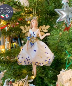 Treo trang trí cô tiên váy trắng xanh đính hạt 2