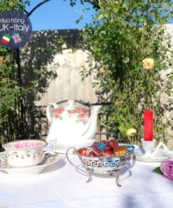 Bát bạc cổ Anh có chân đựng kẹo, quả