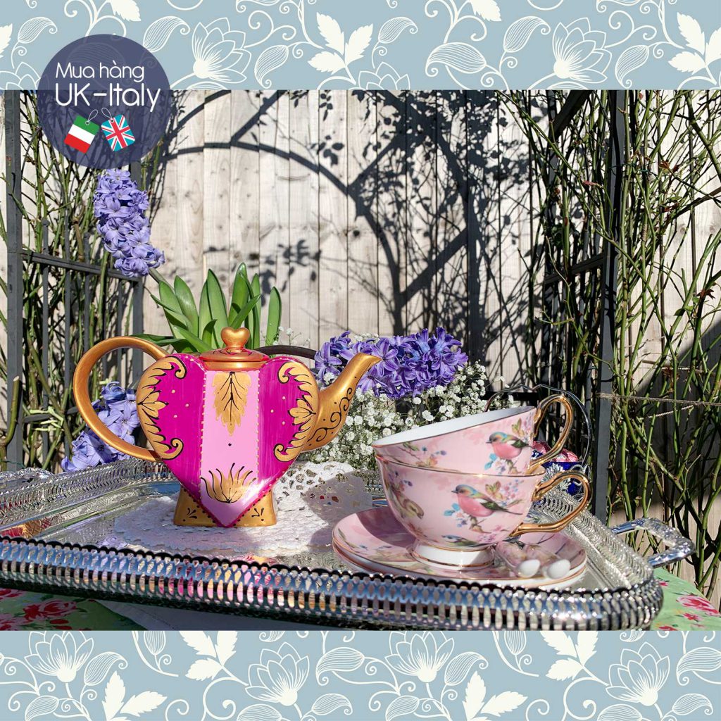 Bộ tách Duo hồng chim Robin kèm thìa