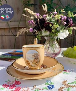 Bộ tách Trio cổ UK vàng trứng gà dáng quả chuông quý hiếm