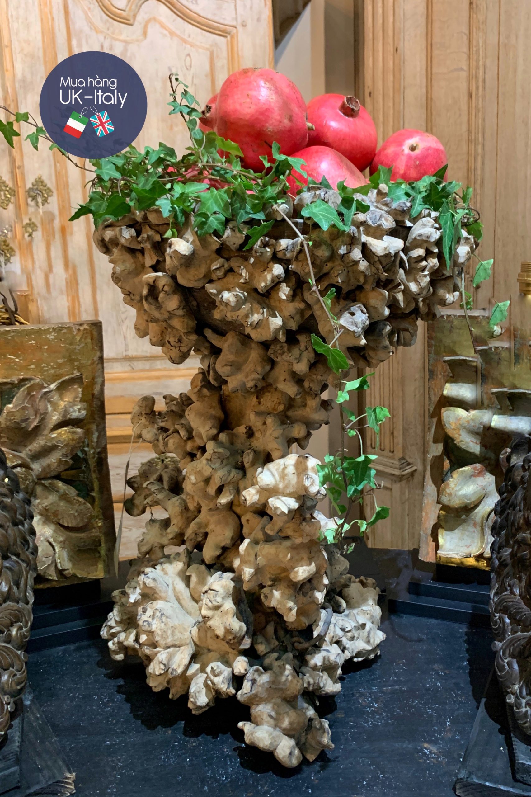 Mâm đựng hoa quả rễ gỗ cây thế kỉ 18